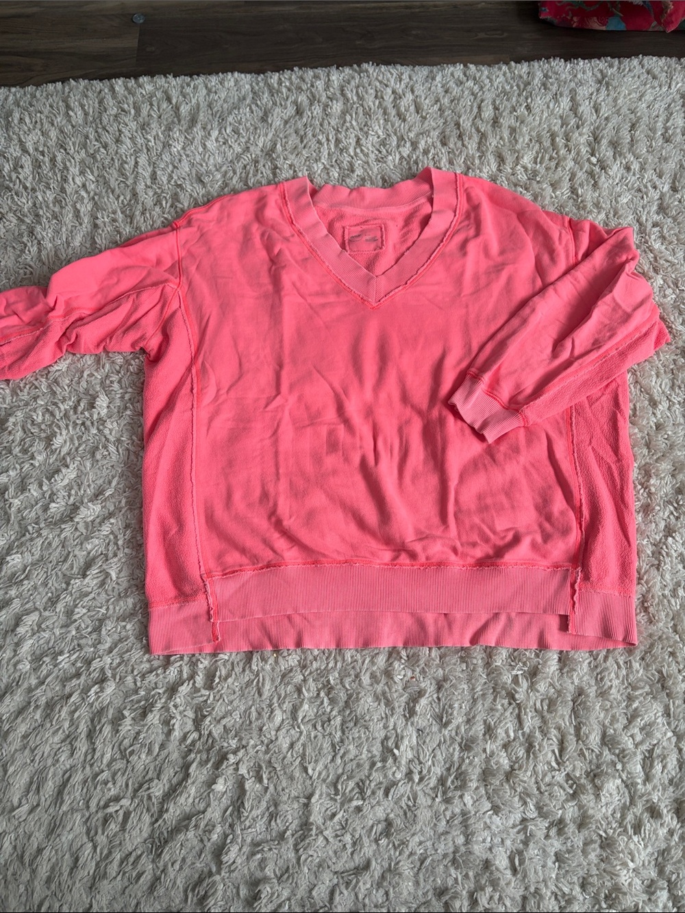 Aerie Women's V-Neck Sweater - Neon Coral Pink